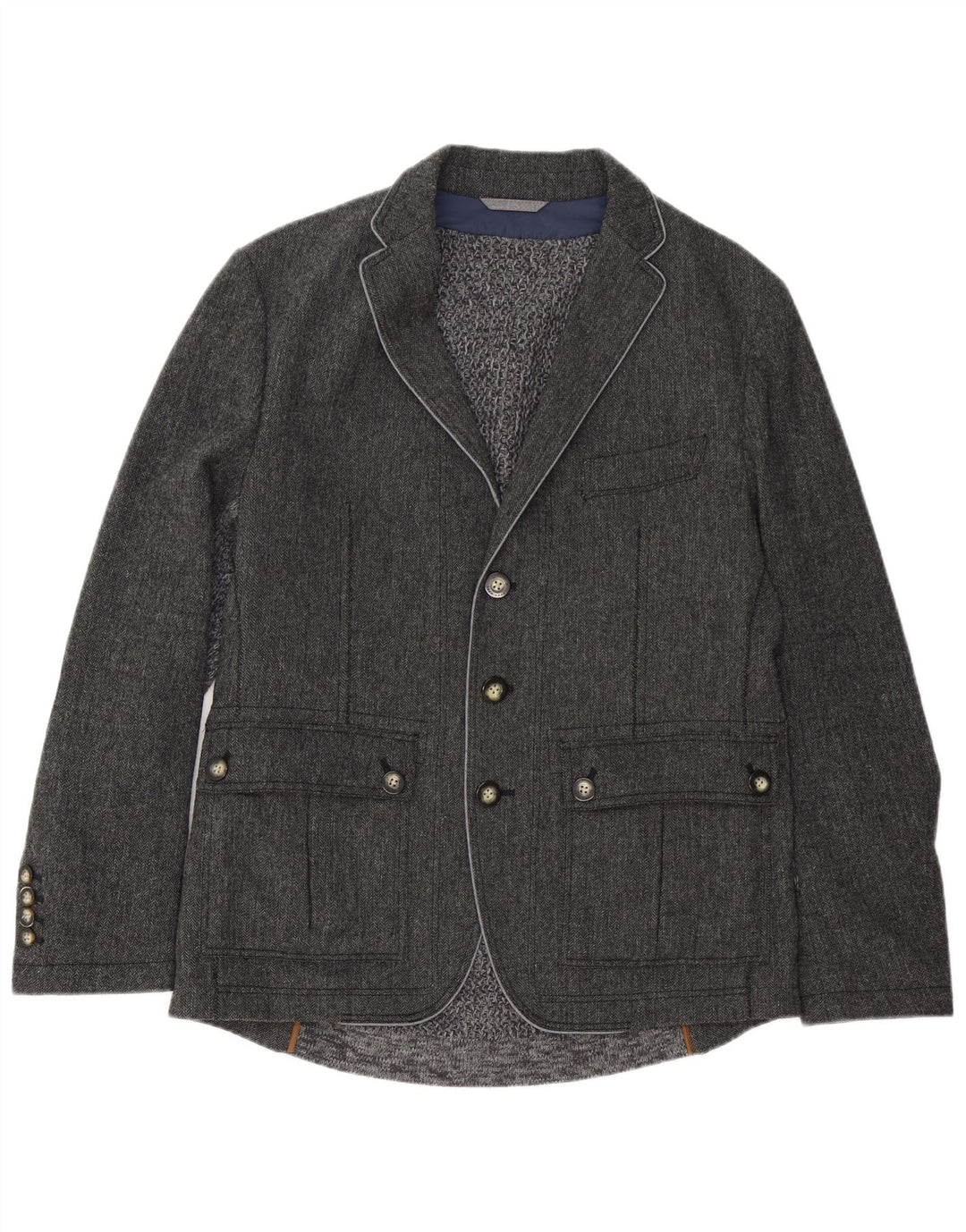 HUGO BOSS Herre 3-knaps blazerjakke EU 50 Stor grå sildeben