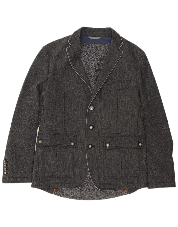 HUGO BOSS Herre 3-knaps blazerjakke EU 50 Stor grå sildeben