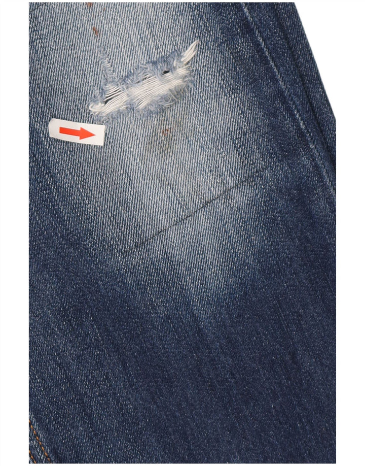 DIESEL Herre Heeven Distressed Straight Jeans W32 L27 Blå Bomuld