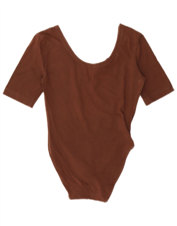 Trussardi Womens Bodysuit UK 10 Small Brown Bomuld