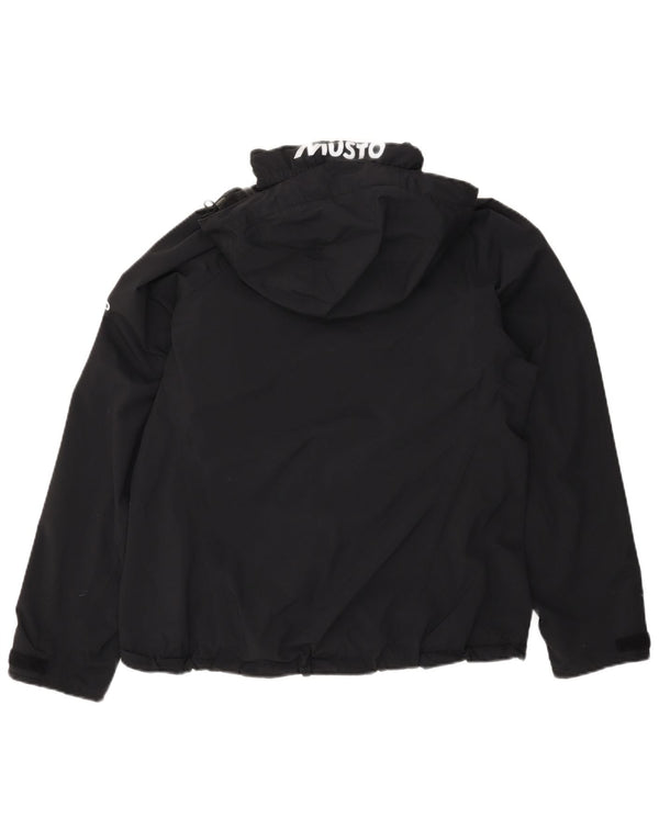 Musto Womens Graphic Hooded Windbreaker Jacket UK 16 Large Black Polyamide