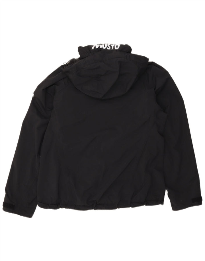 Musto Dame Grafisk Hooded Windbreaker Jacket UK 16 Stor Sort Polyamid
