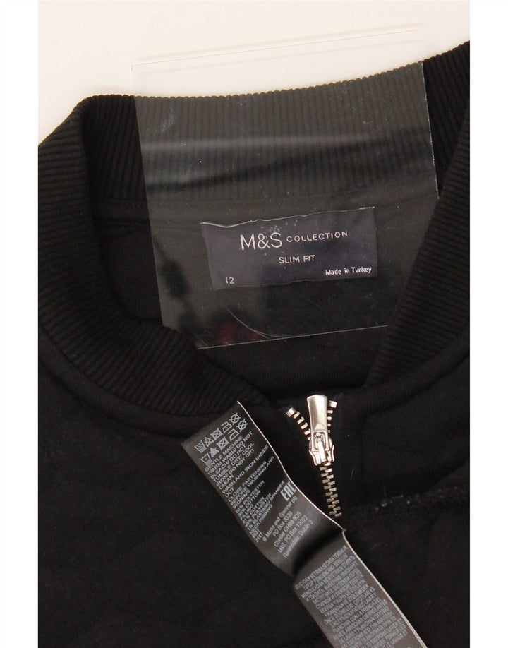 Marks & Spencer Dame Slim Fit Træningsdragt Topjakke UK 12 Medium Sort