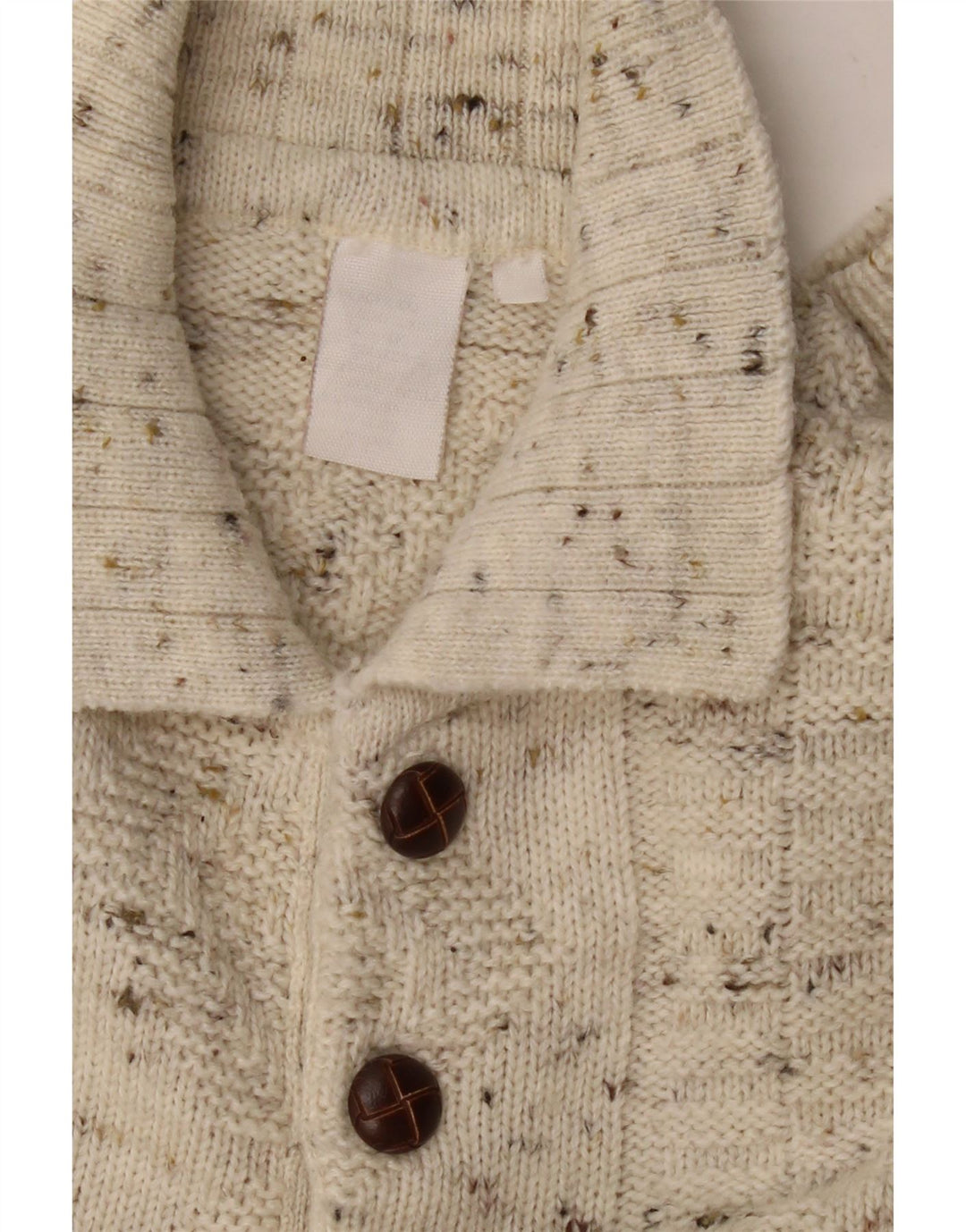 VINTAGE Herre Polo Neck Jumper Sweater Stor Beige Flecked