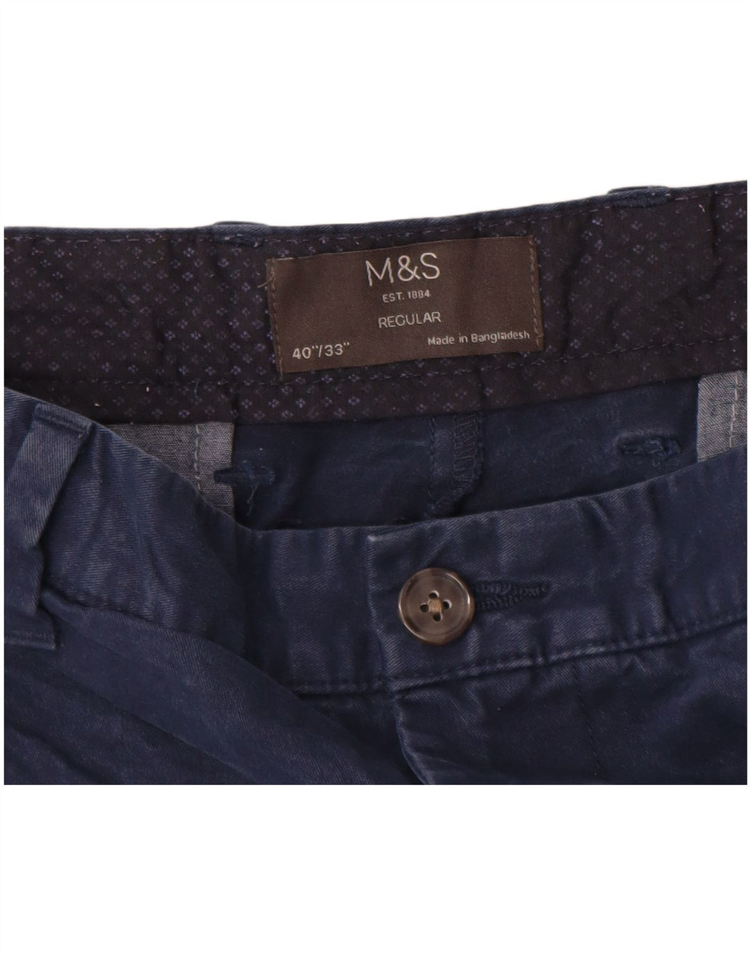 Marks & Spencer Herre Lige Regular Chino Bukser W40 L33 Marineblå
