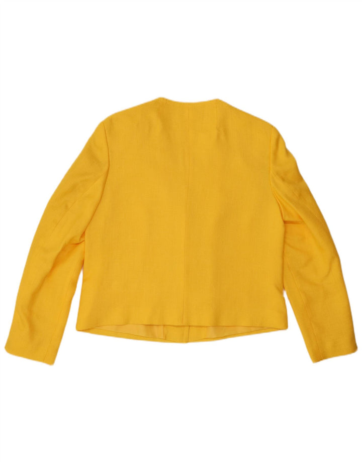 RAVENS Dame Crop 1 Knap Blazer Jakke IT 42 Medium Gul Polyester