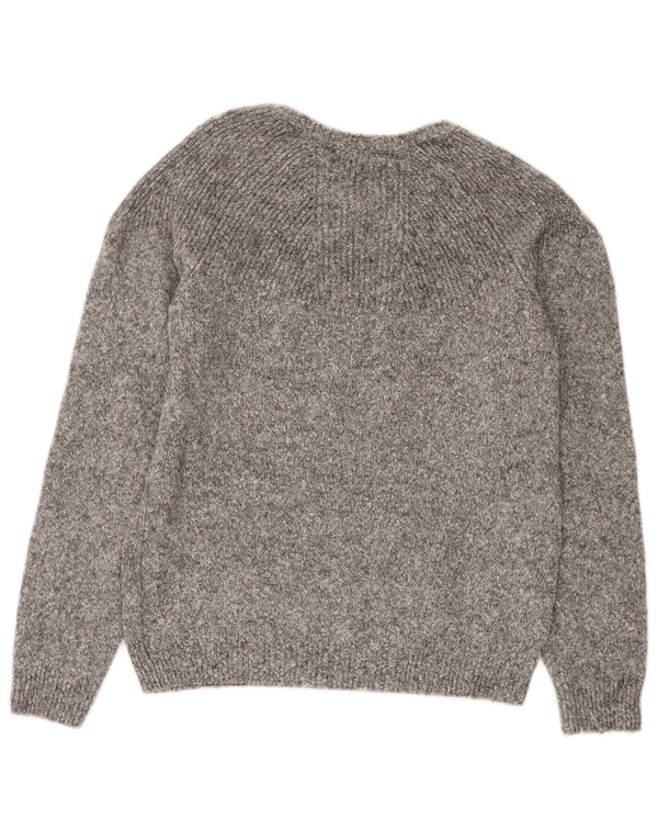 Zara Herre Boat Neck Jumper Sweater Medium Grey Flecked Wool