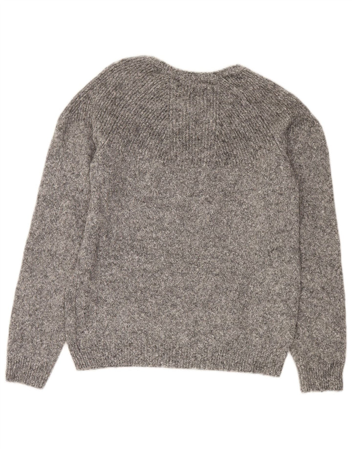 Zara Herre Boat Neck Jumper Sweater Medium Grey Flecked Wool