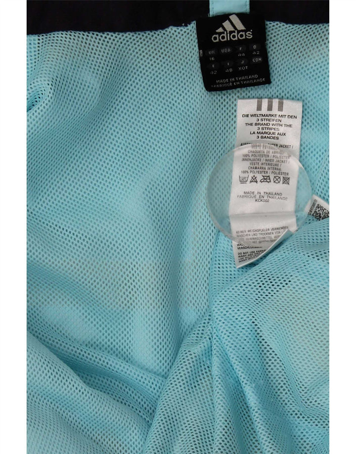 Adidas Dame Clima Proof Regnjakke med hætte UK 16 Stor Blå Polyester