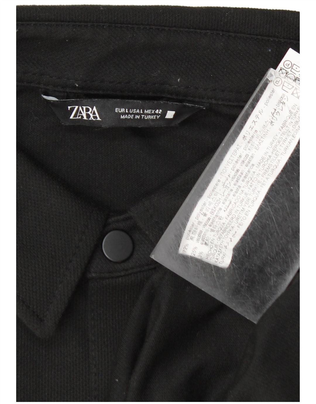 Zara Herre Overshirt Skjorte Stor Sort Polyester