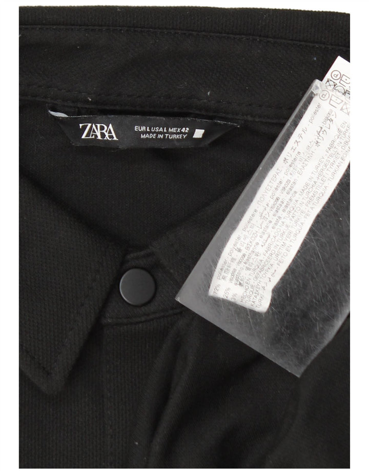 Zara Herre Overshirt Skjorte Stor Sort Polyester