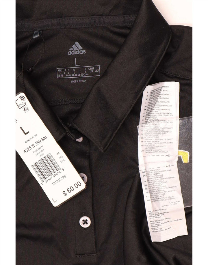 Adidas Dame Polo Shirt UK 16/18 Large Black Polyester