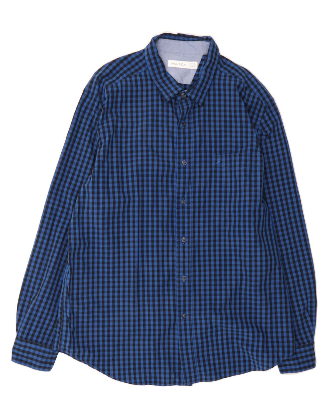 NAUTICA Mens Shirt XL Blue Gingham Cotton Vintage Nautica and Second-Hand Nautica from Messina Hembry 