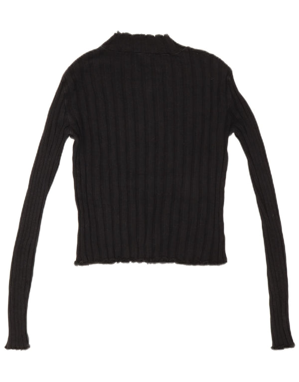 Zara Womens Crop Turtle Neck Jumper Sweater UK 12 Medium Black