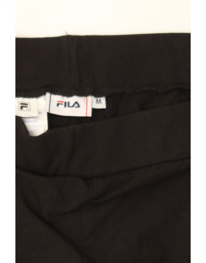 FILA Womens Graphic Leggings UK 12 Medium  Black Colourblock Cotton Vintage Fila and Second-Hand Fila from Messina Hembry 