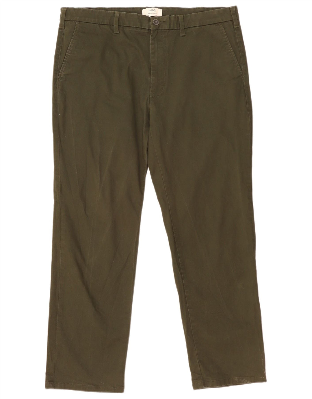 Marks & Spencer Herre Lige Regular Fit Chinobukser W38 L29 Khaki