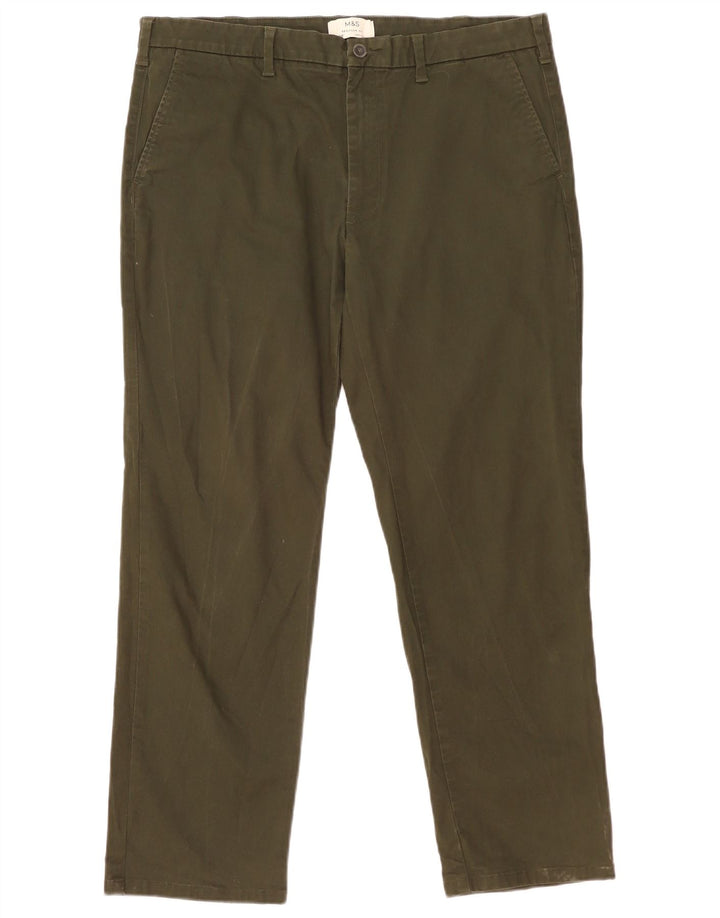 Marks & Spencer Herre Lige Regular Fit Chinobukser W38 L29 Khaki