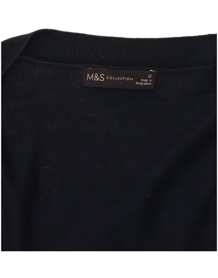 MARKS & SPENCER Womens Open Cardigan Sweater UK 12 Medium Navy Blue Cotton