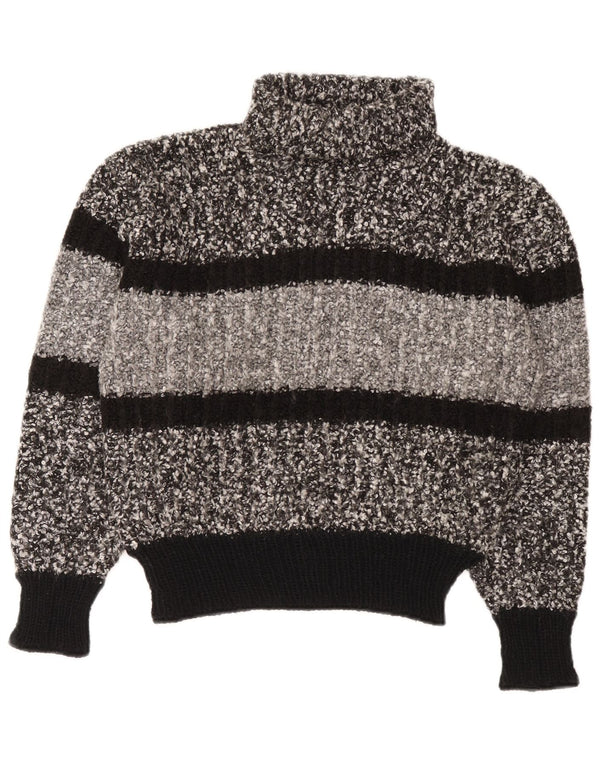 Lorsay Womens Crop Roll Neck Jumper Sweater UK 14 Medium Black Colourblock