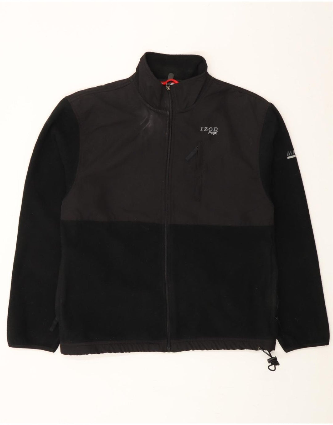 IZOD Mens Fleece Jacket UK 38 Medium Black Colourblock Polyester Vintage Izod and Second-Hand Izod from Messina Hembry 