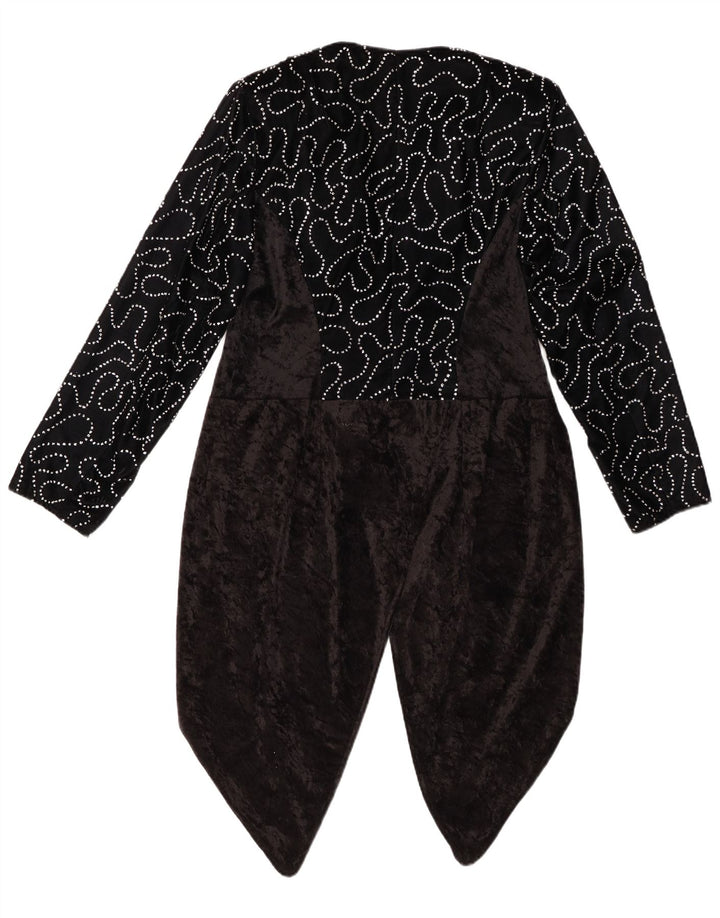 VINTAGE kvinders abstrakt mønster frakke Blazerjakke IT 42 Medium Sort