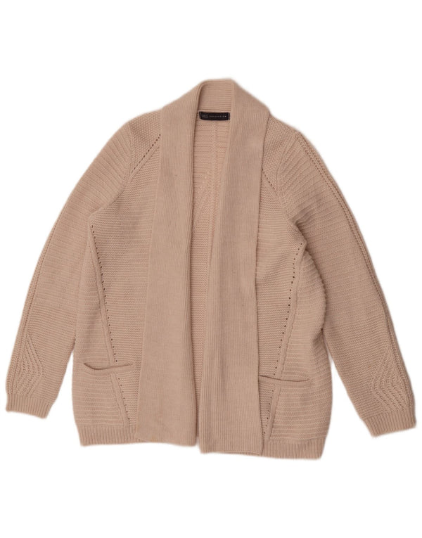 Marks & Spencer Womens Open Cardigan Sweater UK 16 Large Beige Acryl