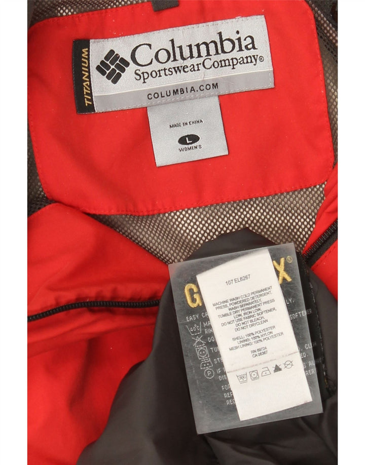 Columbia Regnjakke med hætte til kvinder UK 16 Stor rød polyester