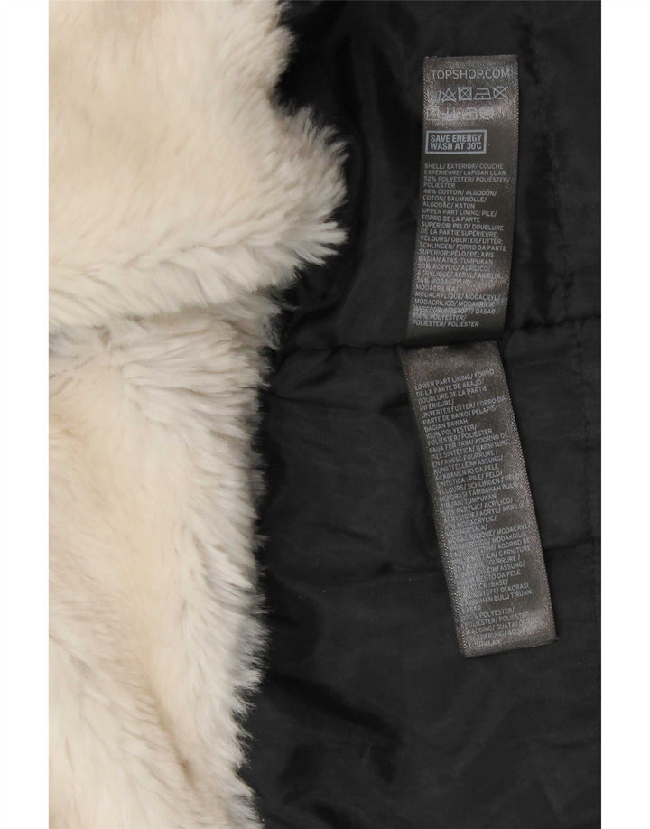 Topshop Dame Hooded Parka Jacket UK 8 Small Black Polyester