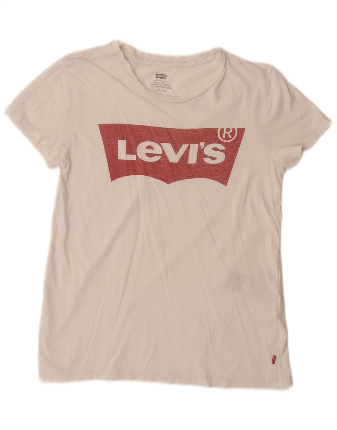 LEVI'S Grafisk T-shirt top til kvinder UK 6 XS Hvid bomuld