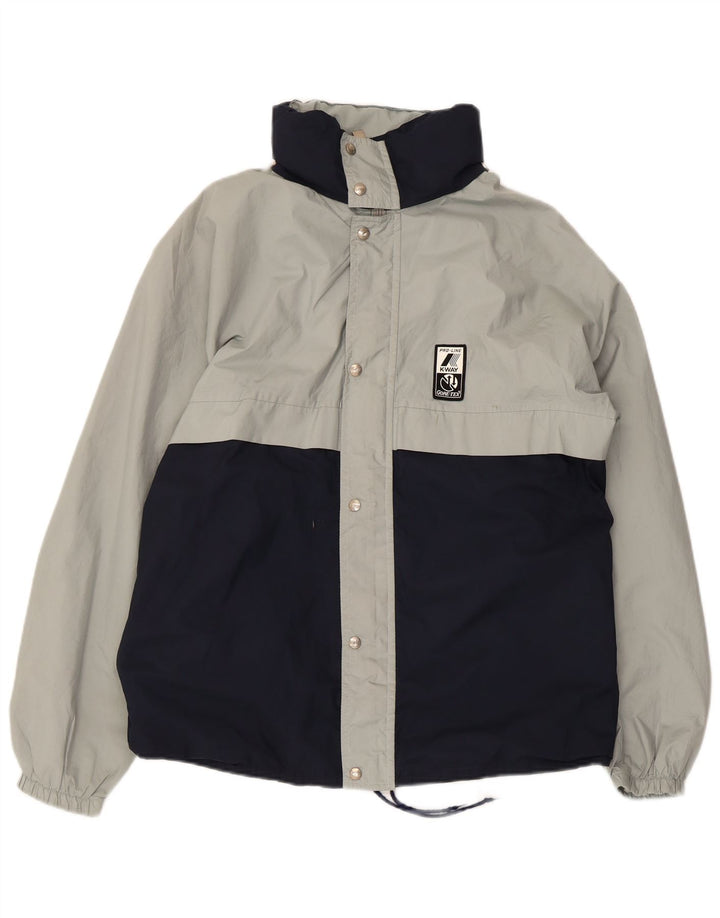 K-Way Regnjakke med hætte til mænd UK 38 Medium Navy Blue Colourblock Polyester