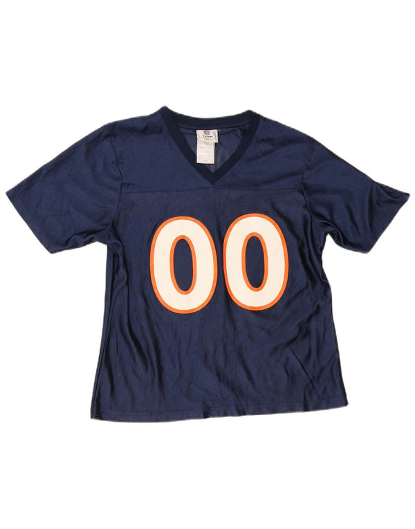 NFL Womens Broncos Grafisk T-Shirt Top UK 10 Small Navy Blue Polyester
