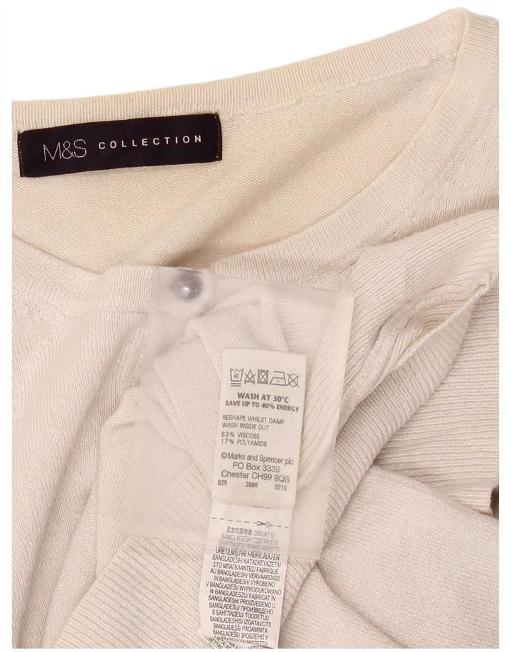 Marks & Spencer Womens Crop Cardigan Sweater UK 10 Small Off White Viscose