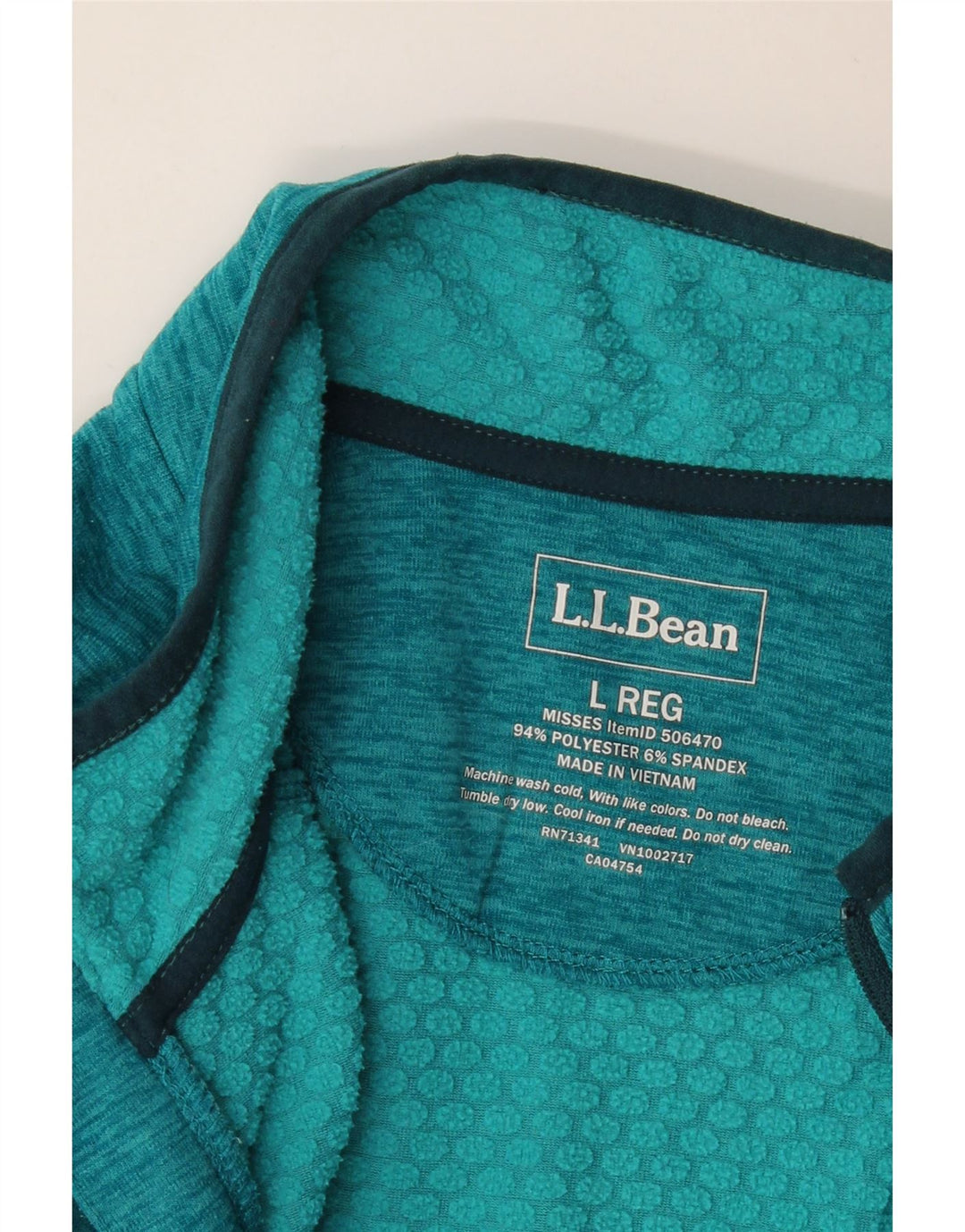 L.L.Bean Dame Pullover med lynlås-hals Træningsdragt Top UK 16 Stor grøn polyester