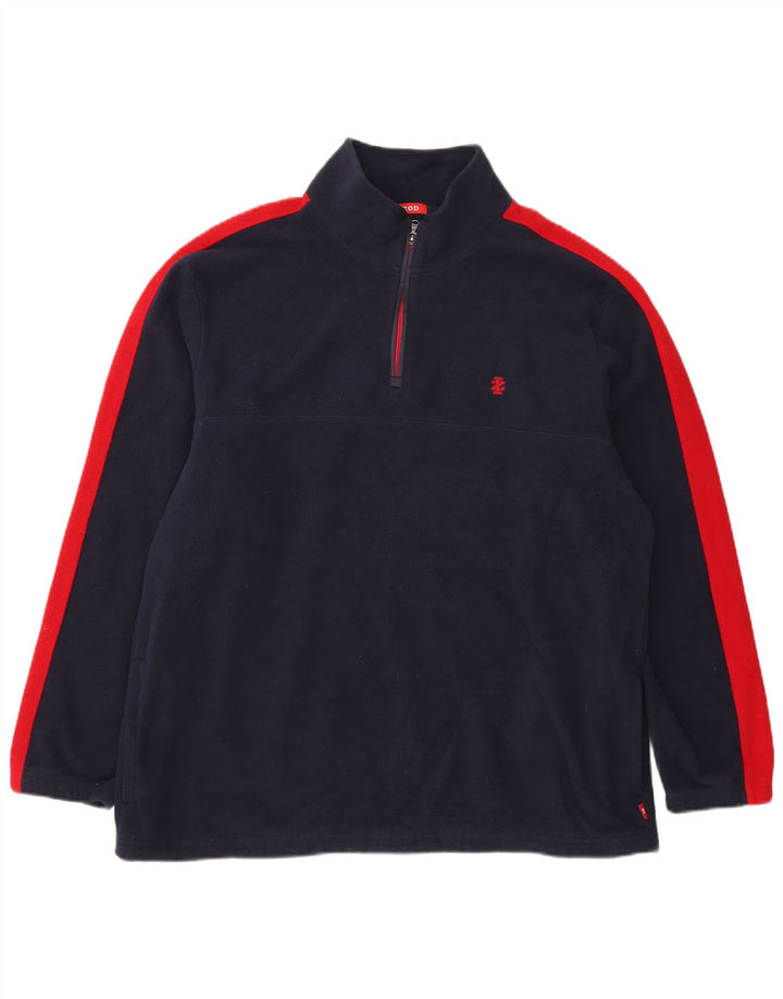IZOD Fleece Jumper med lynlås til mænd XL Marineblå Colourblock Polyester