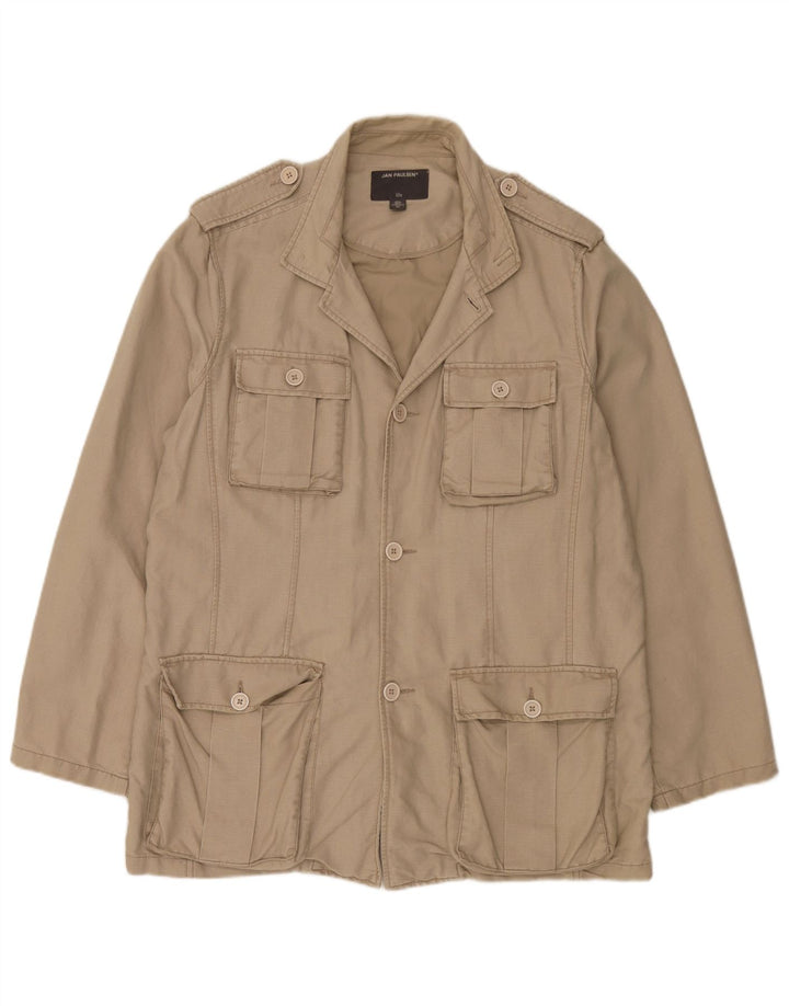 Jan Paulsen Herre Military Jacket EU 54 2XL Beige Linen