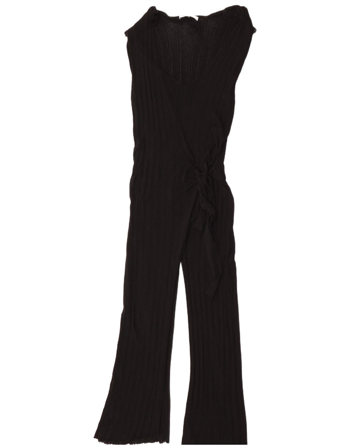 Zara Dame Ærmeløs Jumpsuit UK 14 Stor Sort Viscose