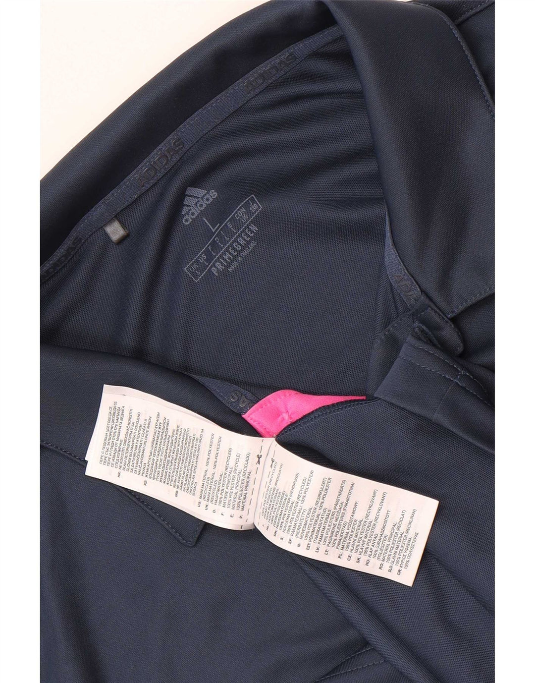 Adidas Polo Shirt til mænd Large Navy Blue Colourblock Polyester