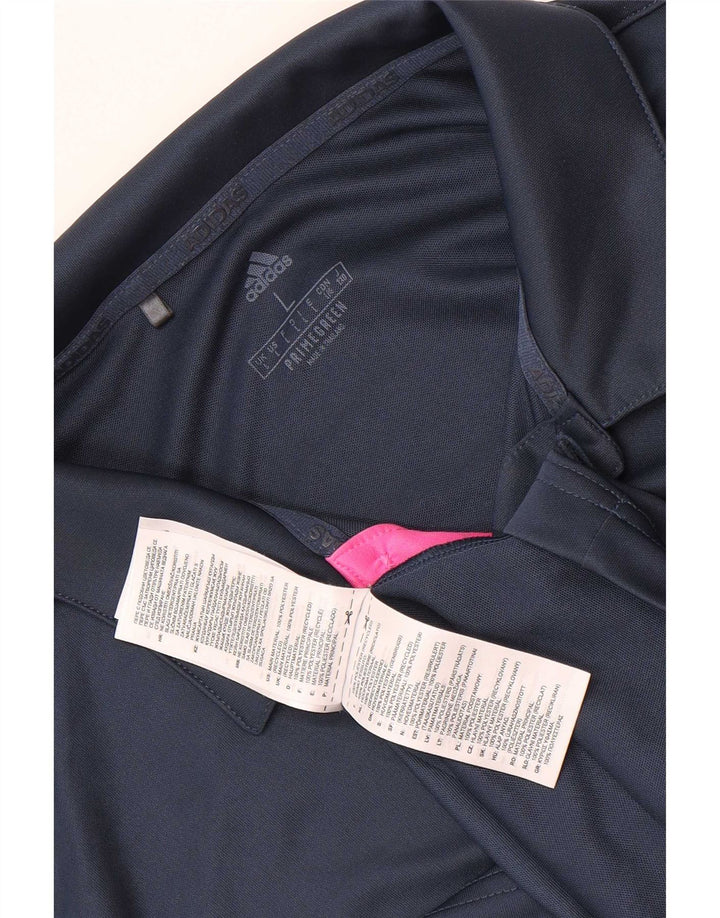 Adidas Polo Shirt til mænd Large Navy Blue Colourblock Polyester