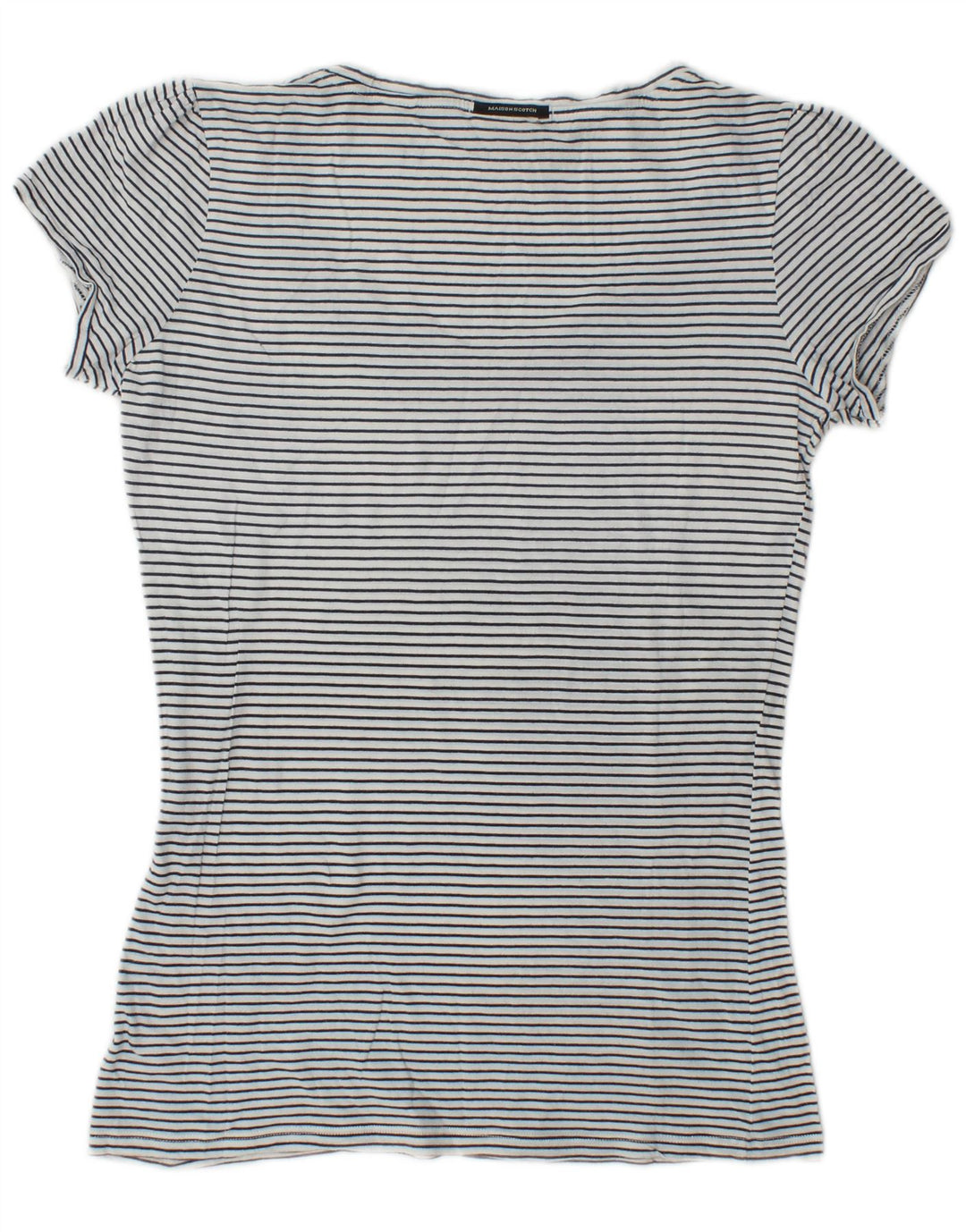 Maison Scotch Dame Grafisk T-Shirt Top Størrelse 1 Lille hvid stribet
