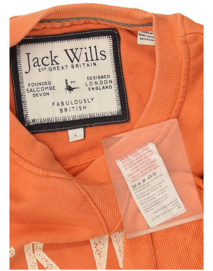 Jack Wills Herre Grafisk Sweatshirt Jumper Stor Orange Colourblock Bomuld