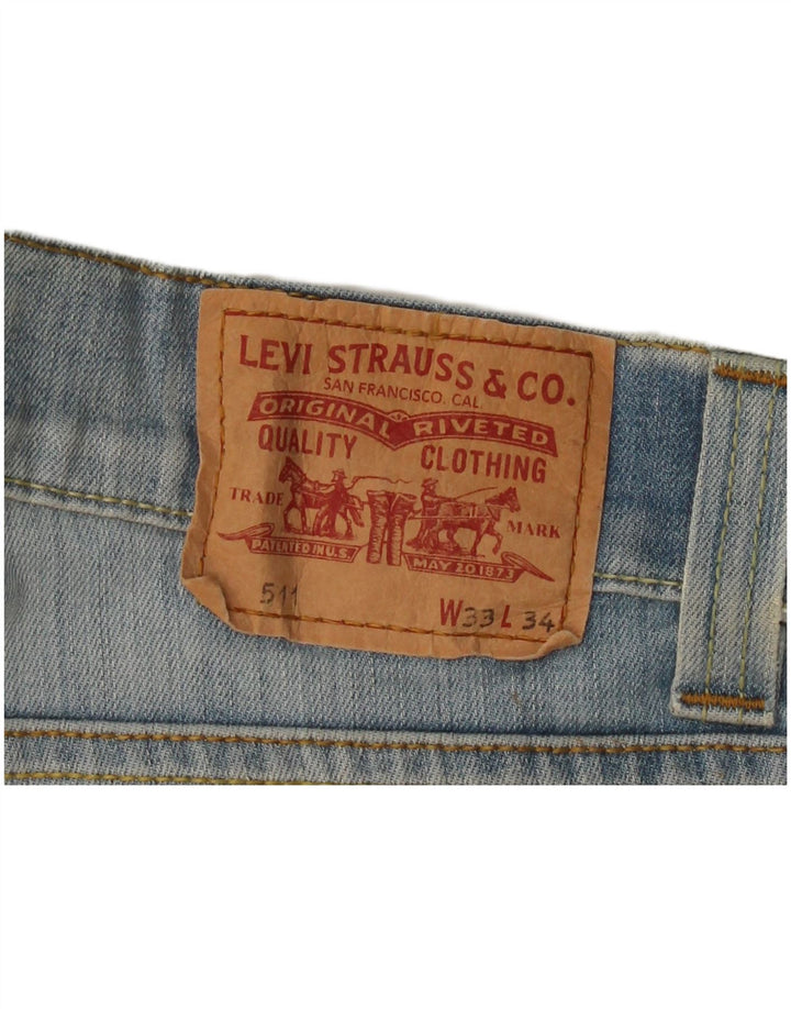 LEVI'S Herre 511 Slim Jeans W33 L32 Blå Bomuld