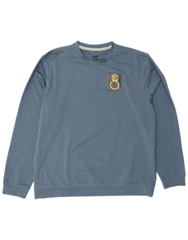 PUMA Grafisk sweatshirt til mænd XL Blå Flecked