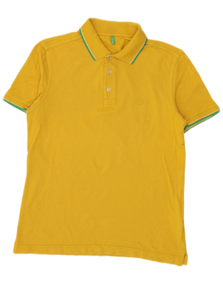 BENETTON Herre poloshirt Lille gul bomuld