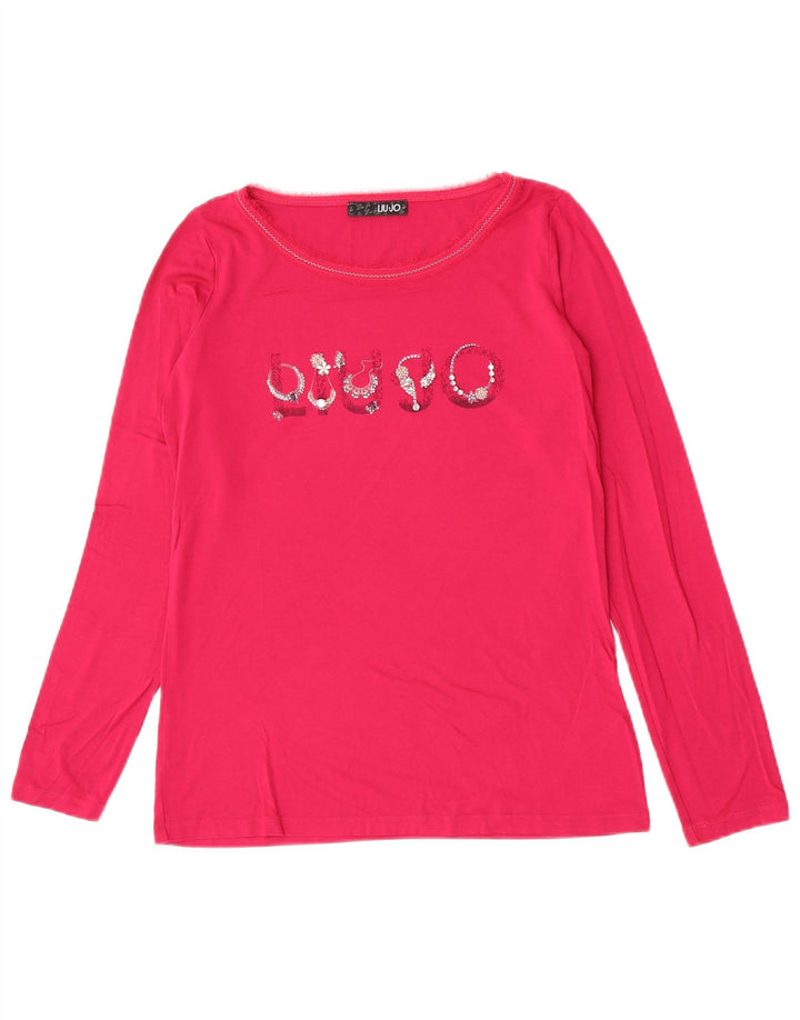 Liu Jo Womens Regular Graphic Top Langærmet IT 44 Medium Pink Viscose