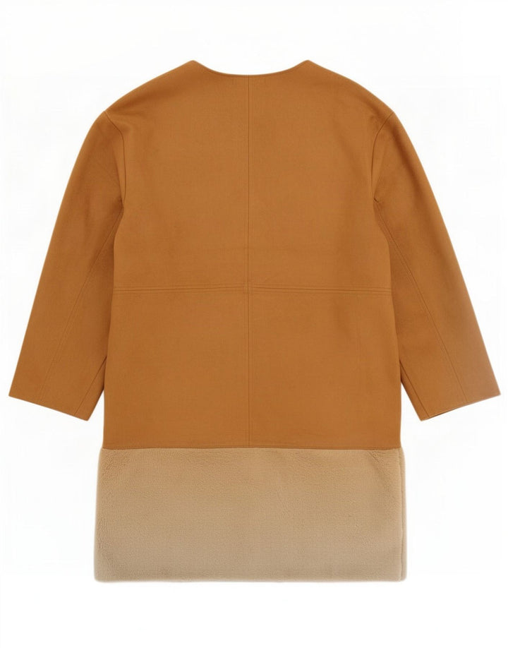 Zara Dame Overfrakke UK 14 Medium Brun Colourblock Polyester