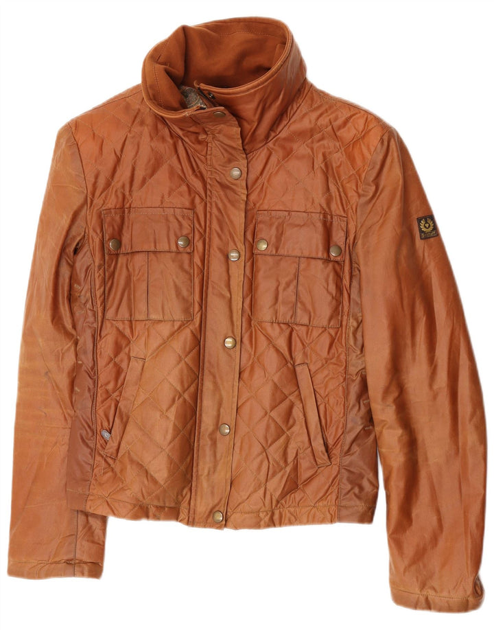 Belstaff Dame Quiltet Vokset Bomuldsjakke IT 46 Stor Beige Bomuld