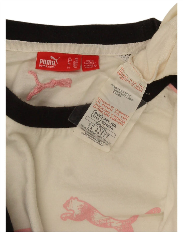 Puma Herre Grafisk Top Langærmet 2XL Hvid Colourblock Bomuld