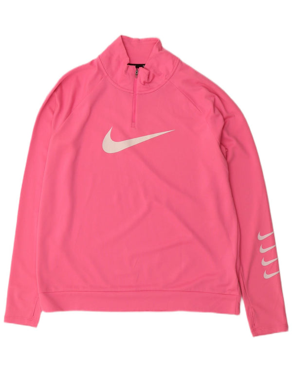 NIKE Dame Dri Fit Sweatshirt Jumper UK 16 Stor Pink Polyester