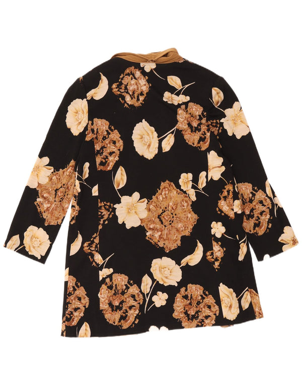 Luisa Spagnoli Dame Longline Cardigan Sweater UK 14 Medium Black Floral