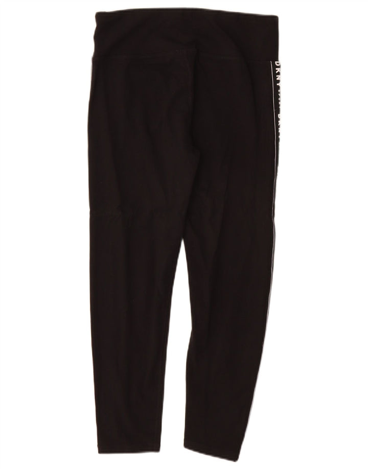Dkny Womens Graphic Crop Leggings UK 8 Small Black Bomuld